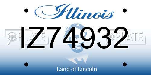 IZ74932 Illinois License Plate