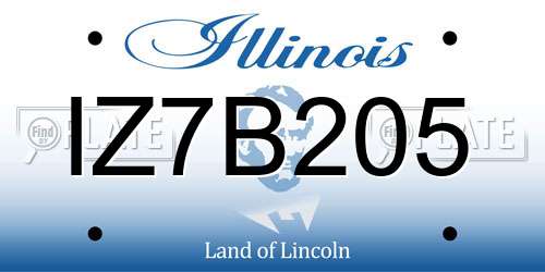 IZ7B205 Illinois License Plate