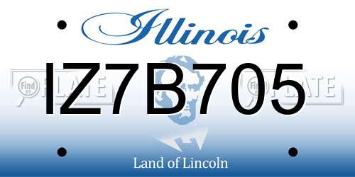 IZ7B705 Illinois License Plate