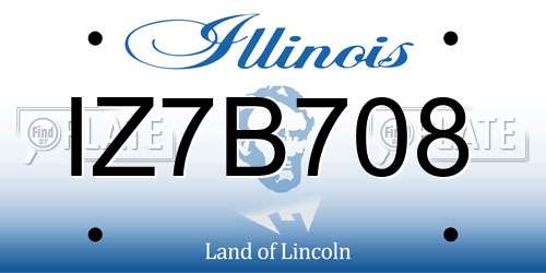 IZ7B708 Illinois License Plate