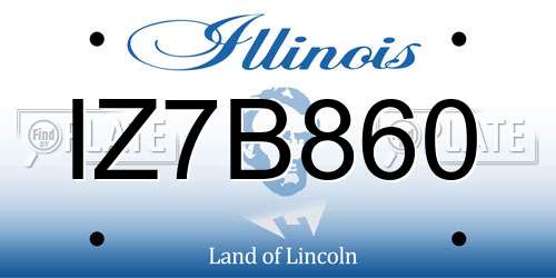 IZ7B860 Illinois License Plate