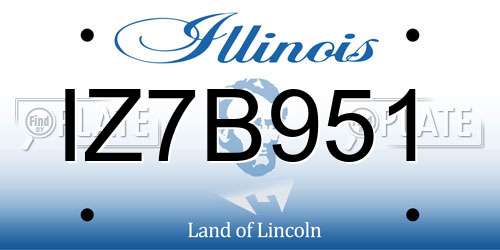 IZ7B951 Illinois License Plate
