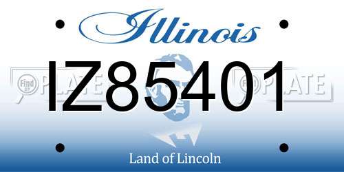 IZ85401 Illinois License Plate
