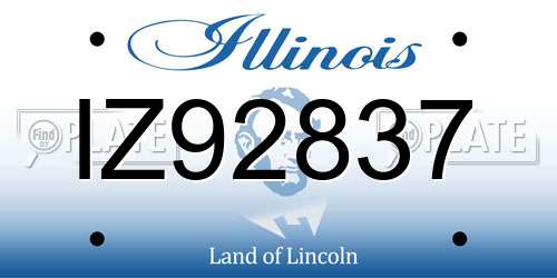 IZ92837 Illinois License Plate