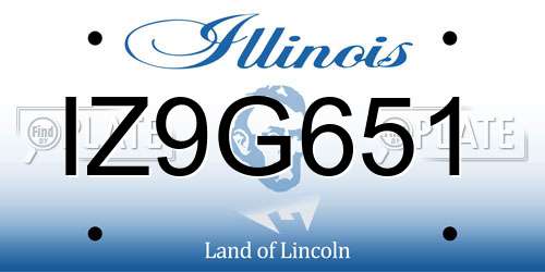 IZ9G651 Illinois License Plate