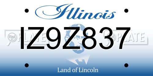 IZ9Z837 Illinois License Plate