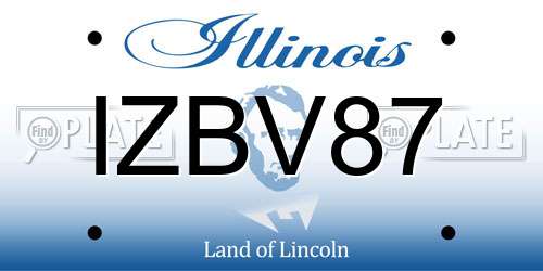 IZBV87 Illinois License Plate