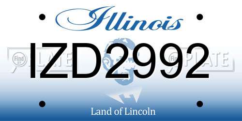 IZD2992 Illinois License Plate