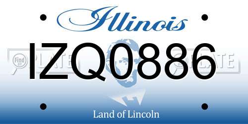 IZQ0886 Illinois License Plate