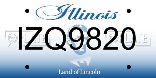 IZQ9820 Illinois License Plate