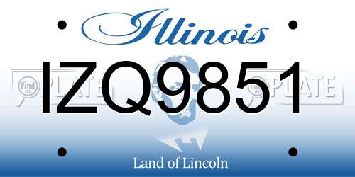 IZQ9851 Illinois License Plate