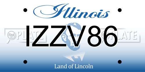 IZZV86 Illinois License Plate