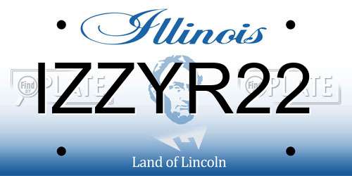IZZYR22 Illinois License Plate