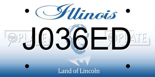 J036ED Illinois License Plate
