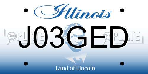 J03GED Illinois License Plate