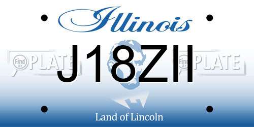 J18ZII Illinois License Plate