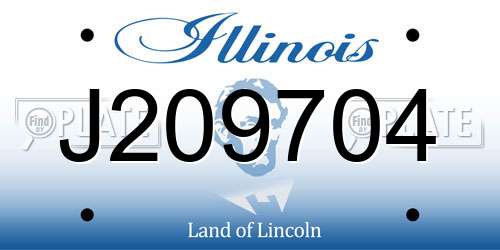J209704 Illinois License Plate