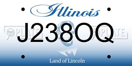 J238OQ Illinois License Plate