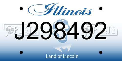 J298492 Illinois License Plate