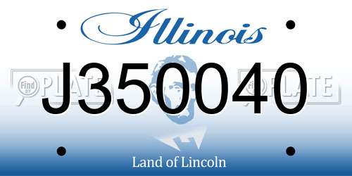 J350040 Illinois License Plate