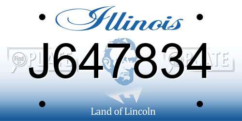 J647834 Illinois License Plate