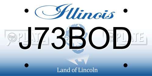 J73BOD Illinois License Plate
