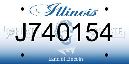 J740154 Illinois License Plate