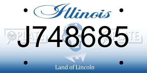 J748685 Illinois License Plate