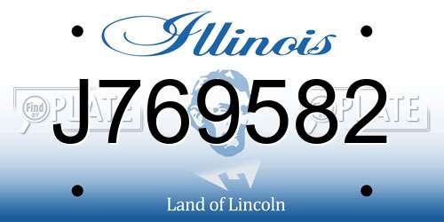 J769582 Illinois License Plate