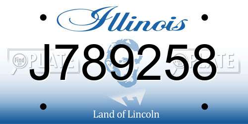 J789258 Illinois License Plate