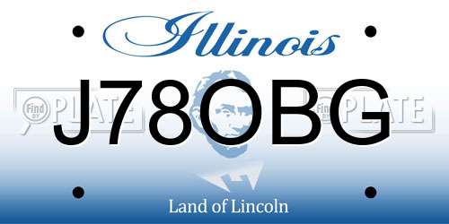 J78OBG Illinois License Plate