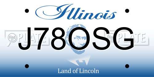 J78OSG Illinois License Plate