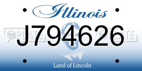 J794626 Illinois License Plate