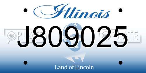 J809025 Illinois License Plate