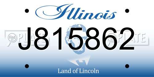 J815862 Illinois License Plate