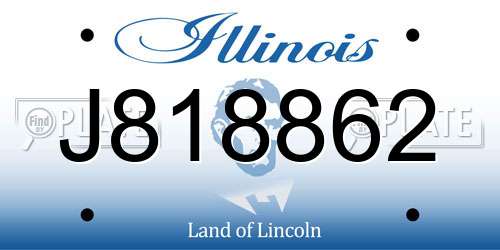 J818862 Illinois License Plate