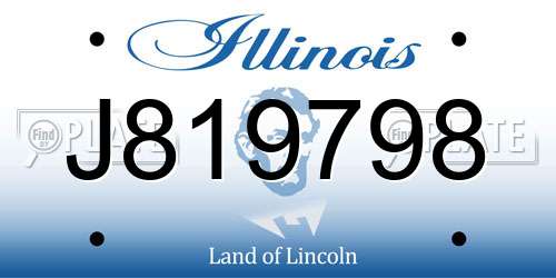 J819798 Illinois License Plate