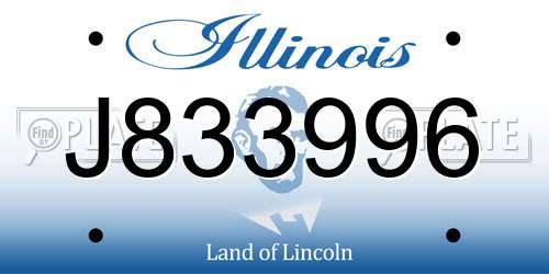 J833996 Illinois License Plate