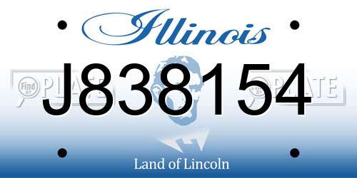J838154 Illinois License Plate