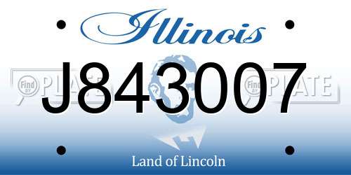 J843007 Illinois License Plate