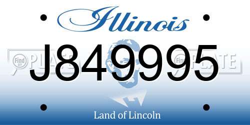 J849995 Illinois License Plate