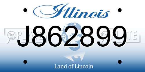 J862899 Illinois License Plate