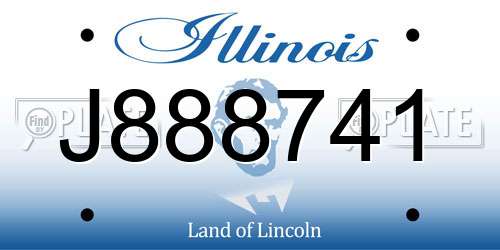 J888741 Illinois License Plate