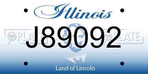 J89092 Illinois License Plate
