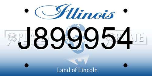 J899954 Illinois License Plate