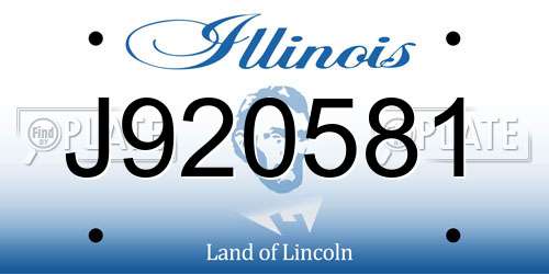 J920581 Illinois License Plate