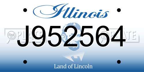 J952564 Illinois License Plate