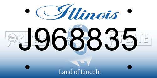 J968835 Illinois License Plate