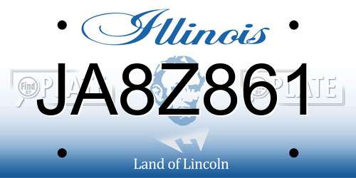 JA8Z861 Illinois License Plate