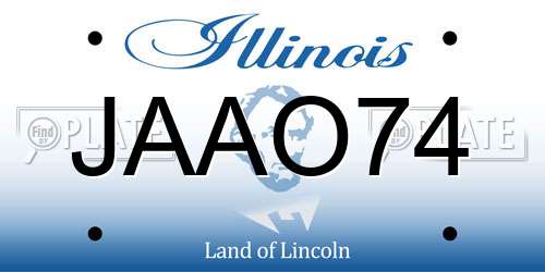 JAAO74 Illinois License Plate